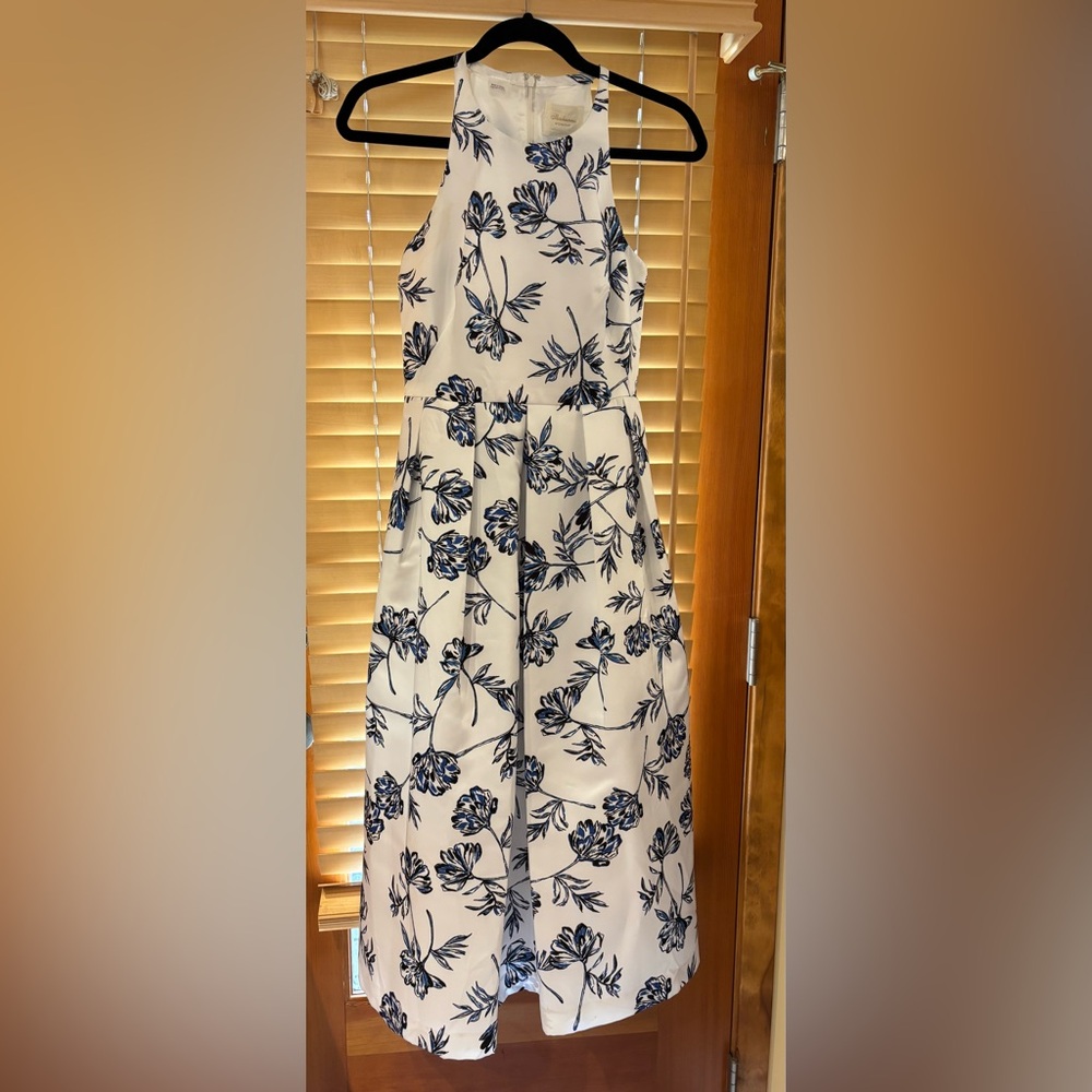 Shoshanna Midnight evening dress blue flowers on white size 2